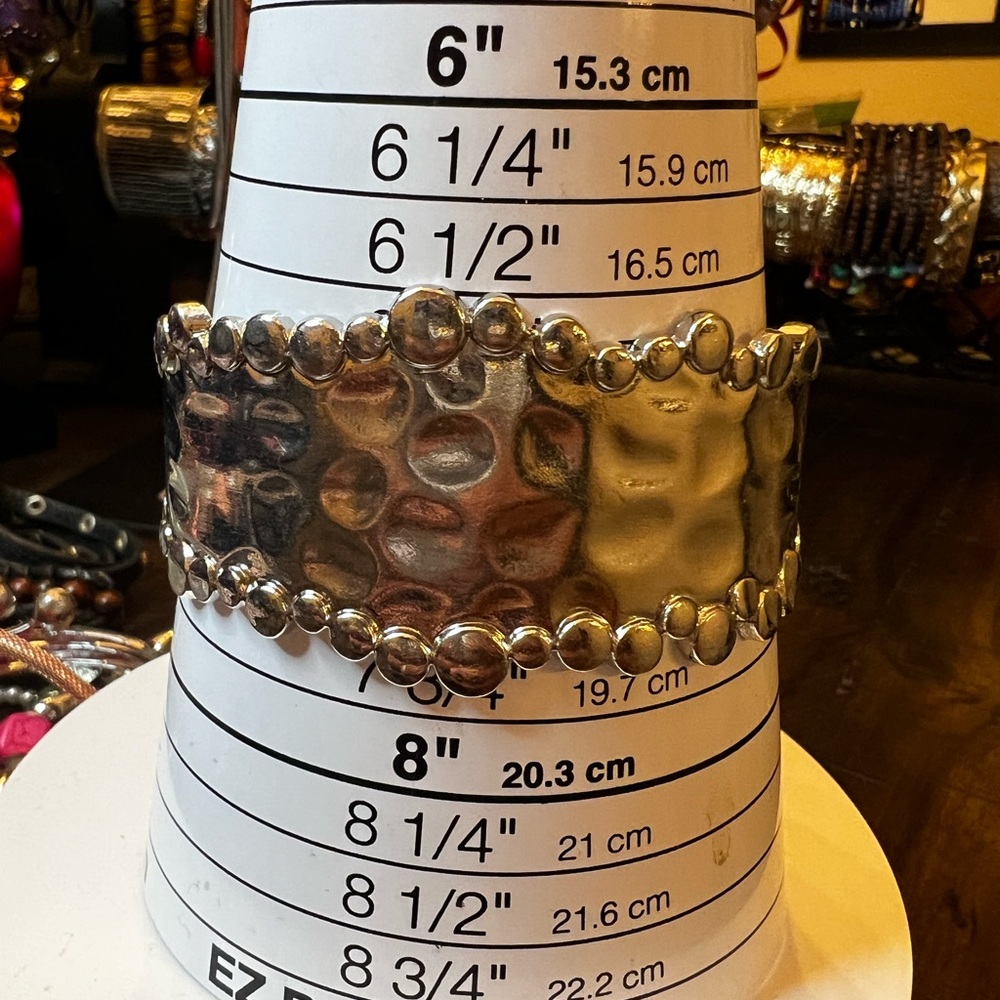 Silver Tone Hammered Cuff Bracelet - Picture 2 of 3